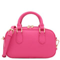 FashionPuzzle Mini PU Leather Satchel Purse Top Handle Crossbody Bag - color: Fuchsia
