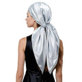 QIUTIMIY 35"x35" Like Silk Head Scarf for Women Satin Feel Large Square Scarf for Hair Wrapping and Sleeping Fashion Bandana - color: (90cm)square Scarf 25