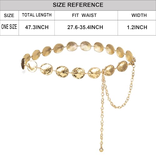 Luvatar Fashion Metal Waist Chain Belt Blouse Dress Sweater Chain Belt… - color: Gold-t42