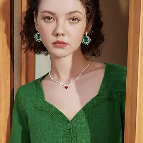 Handmade Bohemian Vintage Gold Sparkly Crystal Round Flower Leverback Earrings Cute Rhinestone Geometry Dangle Drop Earring for Women - color: Emerald