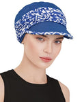 Chemo Headwear Viscose Newsboy Cap for Women Summer Hats - color: Blue Pattern