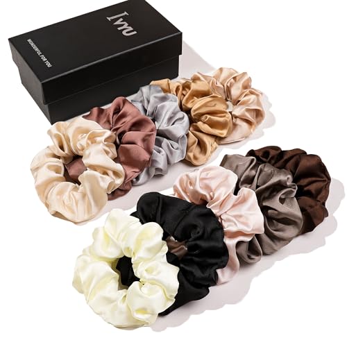 Hair Ties Scrunchies for Women's, Big Scrunchies Both for Thick Hair or Thin Hair Curl Hair No Crease Ponytail Holder No Hurt Your Hair - color: Soft Brown