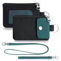 Artpaxy Minimalist Wallet For Mens Womens, Keychain RFID Blocking Zipper Small Wallet with ID Window 2 Lanyards,Water Resistant Travel Cash Card Coin Case Boys Girls - color: Green Black, style: Casual