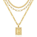 KissYan Gold Layered Necklace Set for Womens, 14K Gold Plated Initial Letter Pendant Necklaces Paperclip Snake Choker Alphabets from A-Z Figaro Chain Jewellery Gift - color: 3PCS, style: C