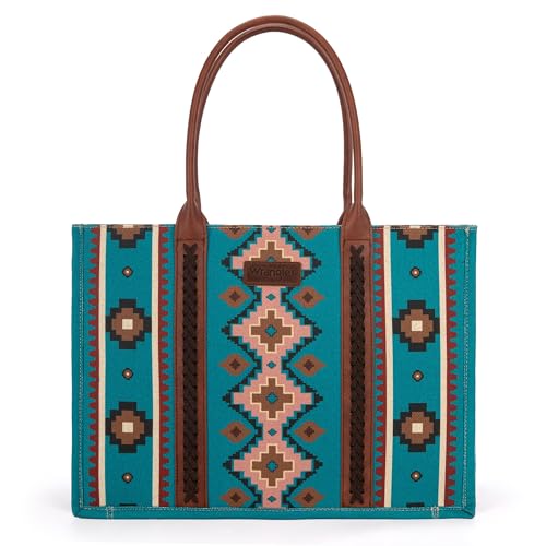 Wrangler Tote Bag for Women Western Purse and Aztec Satchel Handbag - color: Angel Diamond Dark Tealblue
