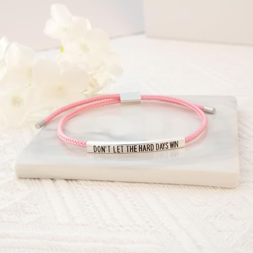 LINY Inspirational Gifts for Women Men, Dont Let The Hard Days Win Gifts, Motivational Inspirational Tube Bracelets Friendship Birthday Meaningful Gift for Friends Female - color: Dont Let-Tube Pink+Silver