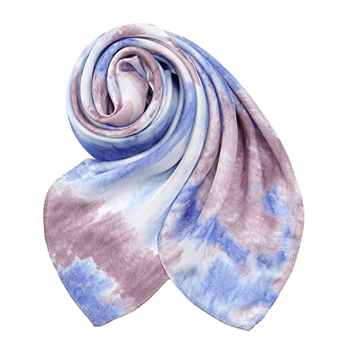 RIIQIICHY Women Head Hair Scarf Like Satin Silk Scarf Sleeping Hair Wrapping Night 27.5" - color: Light Blue/Purple/Bean Paste/White