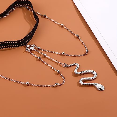 Snake Leg Chain for Women, Sexy Serpent Charm Thigh Garter, Summer Bikini Skirt Beach Party - style: B lace silver