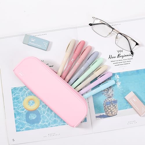 Mr. Pen- Silicone Pencil Case, Light Pink Pencil Pouch, Pencil Case Small | Multifunctional Pouch for Stationery, Cosmetics and Electrical Goods Storage - color: Light Pink