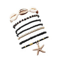 Pingyongchang Bohemian Stackable Shell Beaded Ankle Bracelets for Women Colorful Boho Multi-Layer Seashell Gold Starfish Adjustable Handmade Braid Bracelet Summer Beach Holiday Accessories Gifts - color: Black