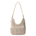 The Sak Sequoia Hobo Bag - Hand Crochet Large Women's Purse for Everyday & Travel - Durable Handbag & Tote With Zipper Pocket - color: Ecru Multi Bead