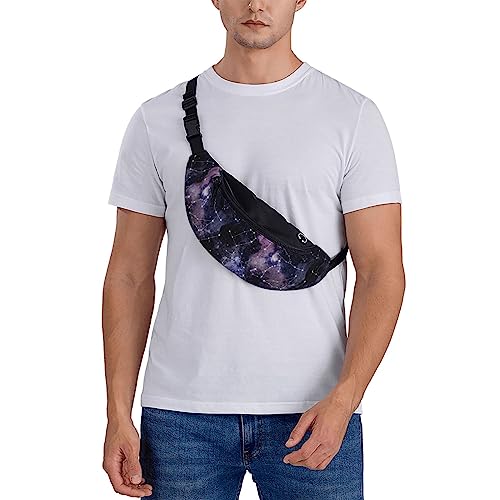 Space Star Pagan Space Black Galaxy Constellation Fashion Casual Fanny Pack Waist Bag Men Women Adjustable Belt Waist Bag For Travel Hiking Cycling Running Festival Carnival - color: Black7