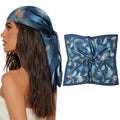 AWAYTR 27.5” Square Satin Head Scarf Hair Scarf for Women's Hair Silk Bandana for Women Silk Head Wrap for Sleeping - color: Feather(dark Green）