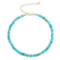 Natural Stone Beaded Anklets Bracelets for Women Handmade Beaded Anklet Bracelet Waterproof Boho Beads Ankle Bracelet Adjustable Summer Jewelry - color: light blue
