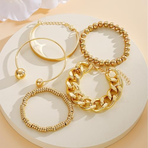 Gold Bracelet for Women - Multi-layer Stacked textured Boho Bracelet, Gold bracelet for Women, gold plated multi-layer stackable sleeve bracelet jewelry gift - style: orbicular
