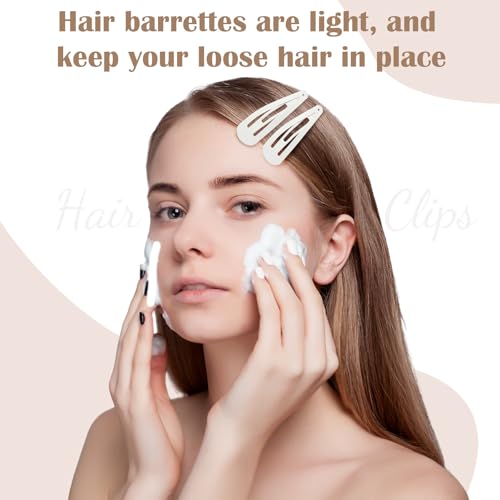 WILLBOND 30 Pieces 3.1 Inch Large Metal Snap Hair Clips Nonslip Barrettes Women Hair Accessories (White) - color: White, style: Minimalist
