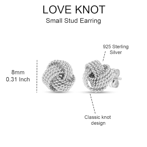 LeCalla Sterling Silver Love Knot Stud Earrings - Lightweight Italian Design Twisted Earrings for Women - color: Silver Love Knot