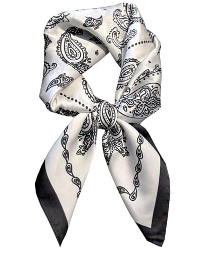 Satin Bandana Headscarf for Women Silky Hair Scarves for Fashion Lightweight - color: 28-black and White Dolphins