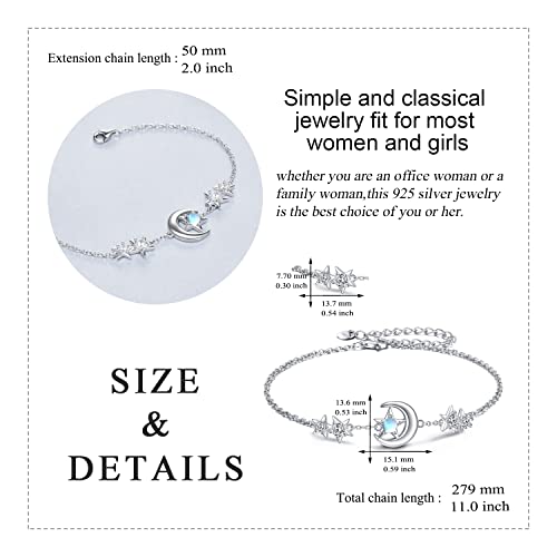 YAFEINI Ankle Bracelets for Women Sterling Silver Mermaid Turtle Ladybug Butterfly Moon Star Pineapple Anklet Link Chain Anklets Jewelry Gifts for Women - style: Moon star anklet