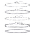 adoyi Gold Bracelets for Women, 14K Gold Plated Stackable Bracelet Stack Set Adjustable Charm Paperclip Chain Cuban Link Layered Waterproof Jewelry Sets Gifts for Womens - color: Silver 7.2 IN Large Wrist