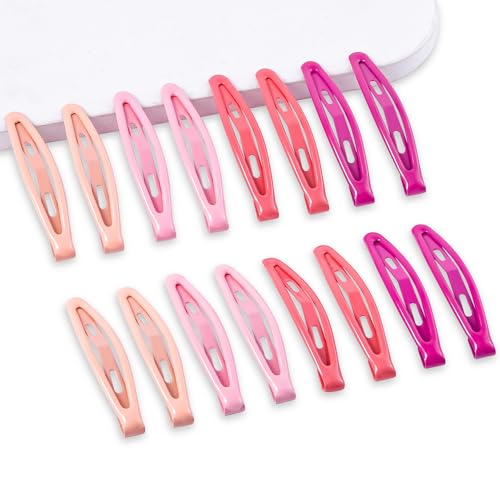 16 PCS Snap Hair Clips Metal Barrettes for Women Non Slip Barrettes for Thick and Thin Fine Hair,Bright Multiple Red,2.36 x 0.43 Inches. - color: Bright Multiple Red