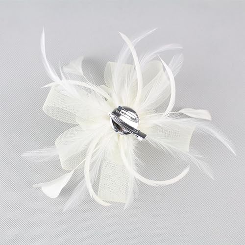 dressfan Womens Fascinator Hat Headpiece 20s Vintage Wedding Hair Accessories for Derby/Wedding/Cocktail/Tea Party - color: Beige