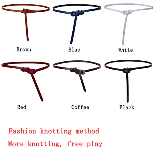 shengweiao Women's Adjustable Leather Belts Fashion Skinny Waist Strap - color: Black, size: Small