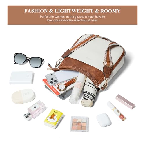 Crossbody Bags for Women Crossbody Purse for Women Vegan Leather Hobo Purses Shoulder Handbags for Daily Travel Work - color: 5-1 Beige