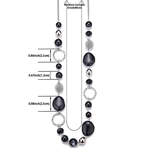 PEARL&CLUB Long Beaded Necklaces For Women - Sweater Chain Fashion Jewelry Necklace Gifts For Women - color: 23-Black