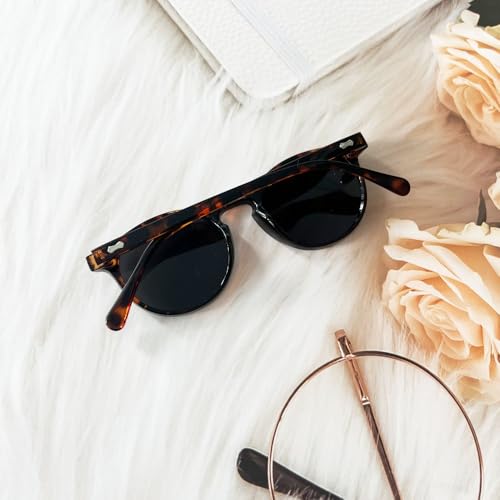 Ridering Kids Polarized Round Sunglasses,Cute Retro Sun Glasses for Toddler Girls Boys Party Beach Shades Age 3-9 - color: Black+c4 Tea Leopard+c6 Leopard