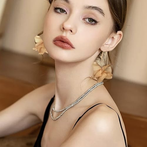 Exaggerated Bohemian Resin Rose Flower Petal Dangle Drop Earrings Long Acrylic Tiered Floral Tassel Earring for Women - color: Brown