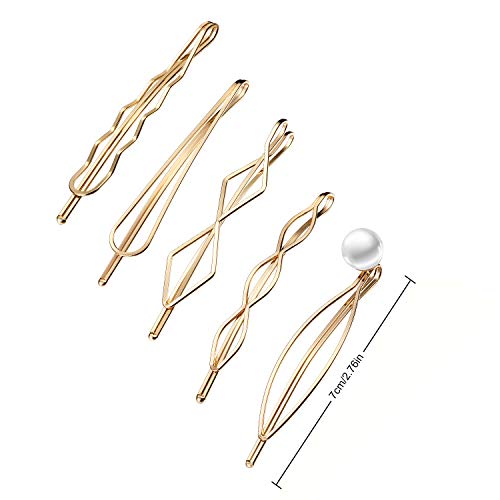 10 Pieces Geometric Metal Hair Clips and Barrettes for Women - Hair Styling Pins, Minimalist Wedding Accessories and Headwear (Gold, Silver) - color: Gold, Silver
