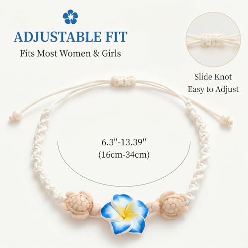 Long tiantian Gold Anklet Bracelet for Women Flower Anklet Summer Beach Vacation Jewelry Gift Boho Chic Foot Chain - color: blue