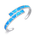 CiNily Womens Cuff Bracelet,Opal Bangle Bracelets Gold Plated Hypoallergenic Ladies Gemstone Open Cuff Bangle Bracelet - color: blue+blue