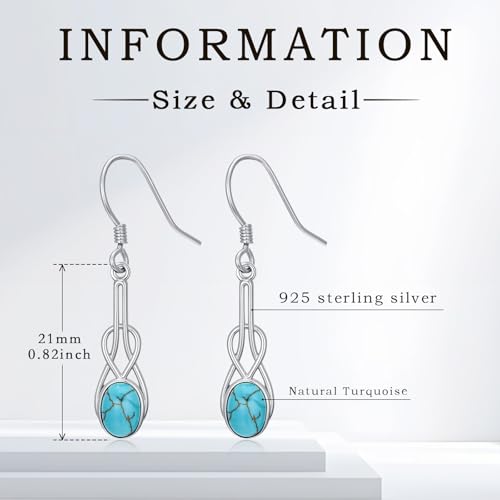 Natural Turquoise Earrings for Women Dangling 925 Sterling Silver Dangle Earrings Western Jewelry Christmas Gift for Sister Mother - style: A-Infinity Earrings