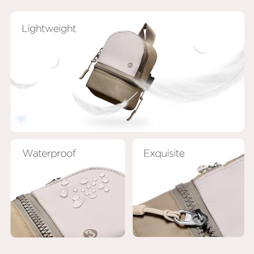 Babysun Mini Backpack Keychain Wristlet Pouch Small Change Coin Purse Cute Zipper Wallet With 3 RFID Card Slots For Women/Men Airpods Cosmetics - color: Khaki