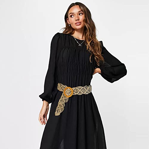 Suyi Boho Belt for Women Braided Woven Belts Bohemian Waist Belts for Dress - color: Beige 1