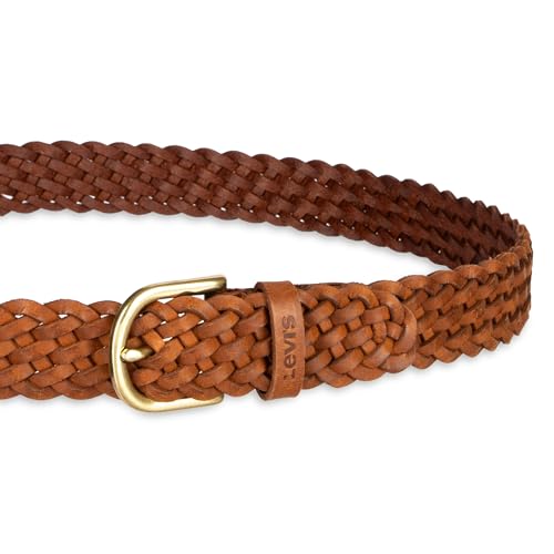 Levi's Women's Fully Adjustable Casual Leather Braided Belt for Jeans and Dresses - color: Tan, size: Large