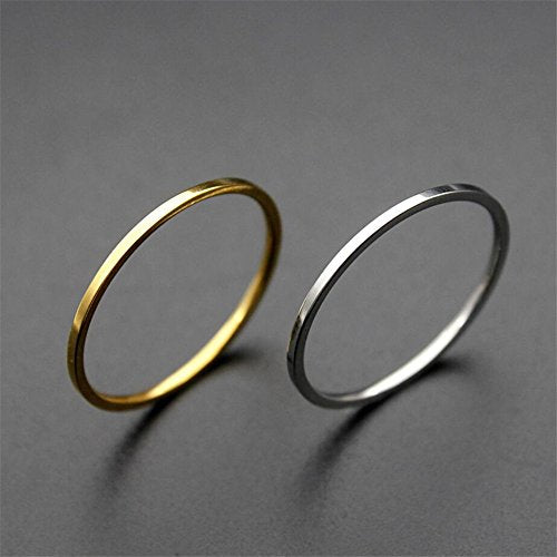 3pcs 1mm Stainless Steel Plain Band Knuckle Stacking Midi Rings for Women Comfort Fit - color: 3pcs Gold (Flat)