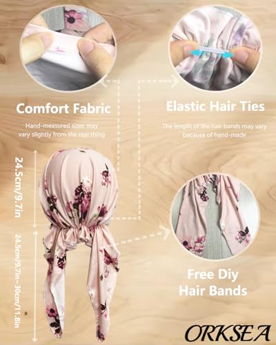 Chemo Headwear for Women Pre-Tied Head Scarf Headwraps Soft Turbans Cancer Hats Chemo Beanie Coverings Scarves - color: Pink Flower