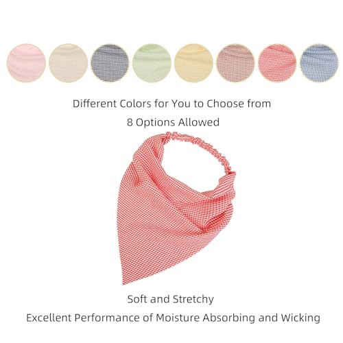 WOVOWOVO 8 Pcs Hair Scarf Headband for Women Girls Non Slip Elastic Boho Triangle Head Scarf Bandana - color: Plaid Printed