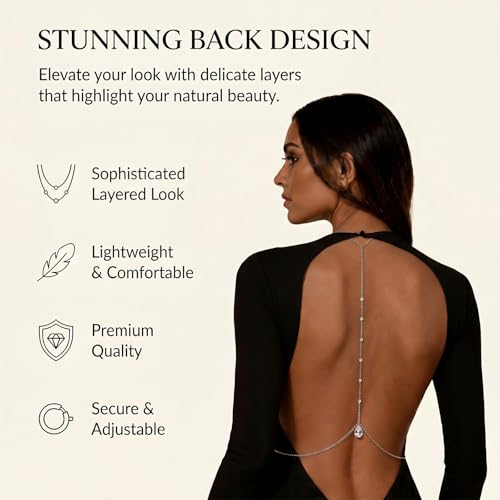 Back Chain Body Chain Jewelry for Summer Outfits Rhinestone Pendant Back Necklace for Backless Dresses - color: A4:back chain