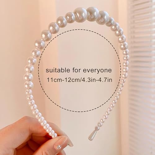 4 Pack Pearl Headbands for Women, Gold Metal Crystal Rhinestone Hair Bands, Elegant Thin Hair Hoops, Bridal Wedding Hair Accessories, Vintage Non-Slip Headpiece Gift Set - color: Type 16