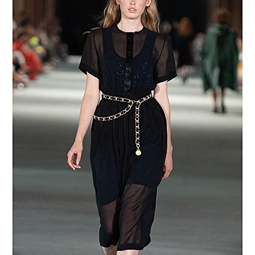 YooAi Chain Belts Leather Waist Belt for Women Layered Metal Chain Belt - size: XL/2XL: fits waist from 41"-46", style: Gold
