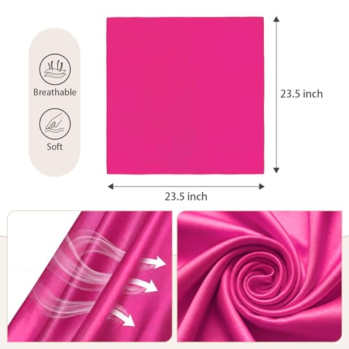 American Trends Women Silk Feeling Scarf Satin Head Scarves Square Wrap Neck Scarf Lightweight Silk Like Bandana - color: 06 Rose Red