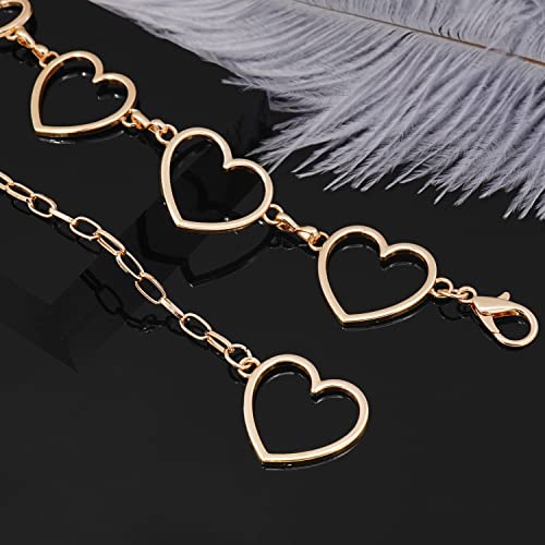 Long Tassel Waist Chain Belt for Women, Adjustable Metal Body Belly Belt Chain for Dress - color: Gold Heart, size: S: (Fit Waist 35.4in)