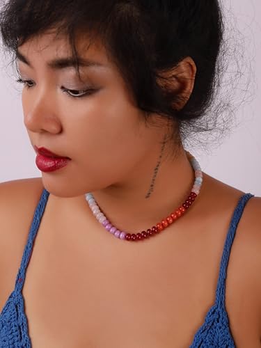 Sacina Trendy Boho Colorful Beaded Crystal Choker, Y2k Summer Beach Necklace, Boho Necklace, Hippie Jewelry, Christmas Jewelry Gift for Women - color: C