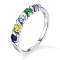 Custom4U Personalized Mothers Ring with 1-5 Birthstones Names Engraved 925 Sterling Silver/14K White Gold Plated Birthstone Rings for Women Promise Ring Birthday Jewelry Gifts for Mom Grandmother Wife - color: 5 Silver