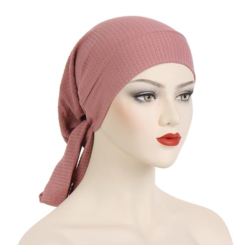 YYAOJHAO Pre Tied Bandanas Headscarf for Women - Solid Wave Chemotherapy Caps Headwrap Chemo Turban Headwear Hats - color: Pink Power