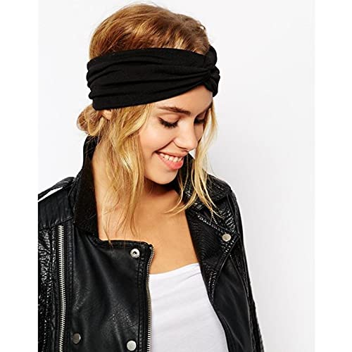 DRESHOW 8 Pack Headbands for Women Yoga Knotted Headbands Elastic Criss Cross Hair Accessories Sports Head Wrap Non Slip - color: 8 Pack Plain Black